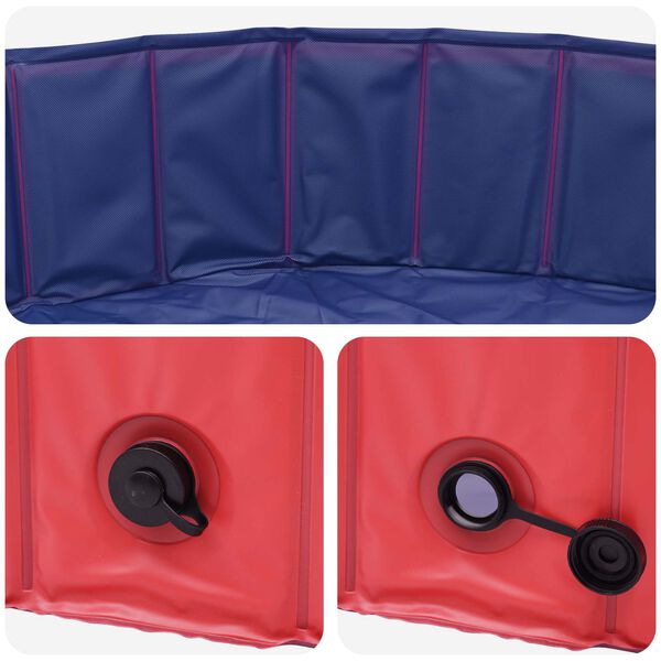 vidaXL Piscine de nage pliable pour chien Rouge et bleu PVC