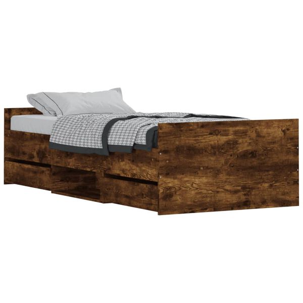 vidaXL Cadre de lit sans matelas ch&ecirc;ne fum&eacute; 90x200 cm
