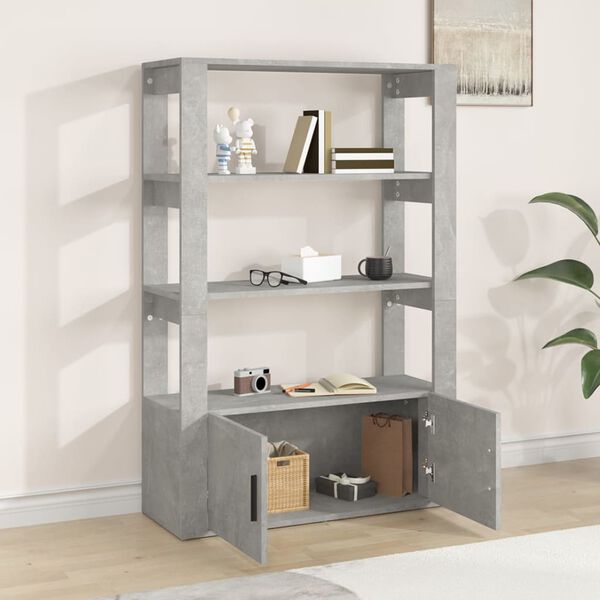 vidaXL Buffet Gris béton 80x30x119,5 cm Bois d'ingénierie