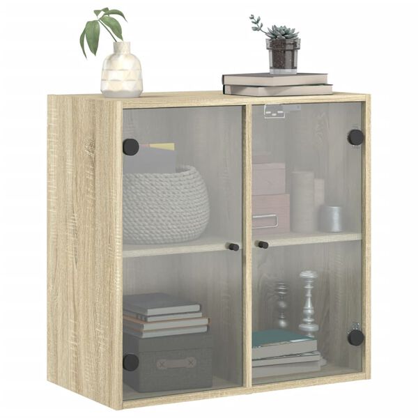 vidaXL Armoire murale avec portes en verre ch&ecirc;ne sonoma 68x37x68,5 cm