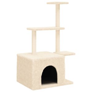 vidaXL Arbre &agrave; chat avec griffoirs en sisal cr&egrave;me 110 cm