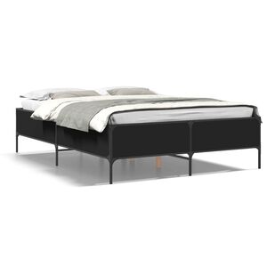 vidaXL Cadre de lit sans matelas noir 135x190 cm