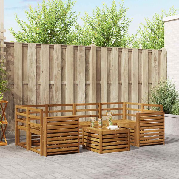 vidaXL Ensembles de canap&eacute;s 7 pcs Naturel Bois d'Acacia Massif