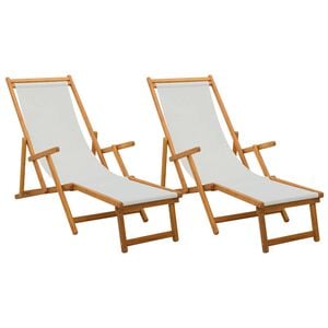 vidaXL Chaise longue pliante 2 pcs 3 Position Bois d'eucalyptus massif