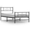 vidaXL Cadre de lit m&eacute;tal sans matelas avec pied de lit noir 75x190 cm