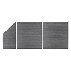 vidaXL Ensemble de cl&ocirc;ture WPC 2 Carr&eacute; + 1 Inclin&eacute; 446 x 186 cm Gris