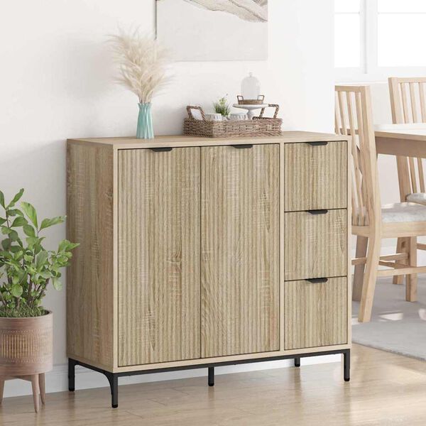 vidaXL Buffet Ch&ecirc;ne Sonoma 89,5 x 33 x 82 cm Bois d'ing&eacute;nierie