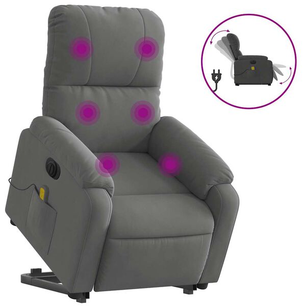vidaXL Fauteuil inclinable de massage &eacute;lectrique gris fonc&eacute;