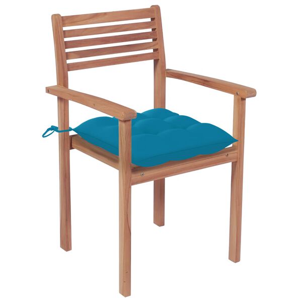 vidaXL Chaises de jardin empilables avec coussins lot de 8 Teck solide