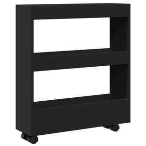 vidaXL Chariot de rangement &eacute;troit 3 niveaux noir bois d'ing&eacute;nierie