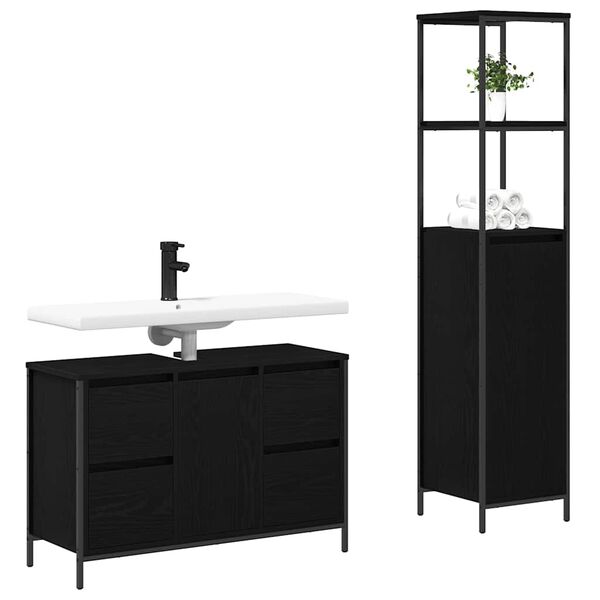 vidaXL Ensemble de mobilier de salle de bain 2 pcs Chêne noir