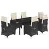 vidaXL Ensemble &agrave; manger de jardin coussins 7pcs Noir R&eacute;sine tress&eacute;e