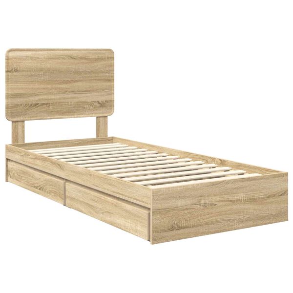 vidaXL Lit de Rangement Ch&ecirc;ne Sonoma 100 x 200 cm Bois d'ing&eacute;nierie