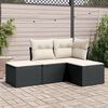 vidaXL Salon de jardin 4 pcs avec coussins noir r&eacute;sine tress&eacute;e