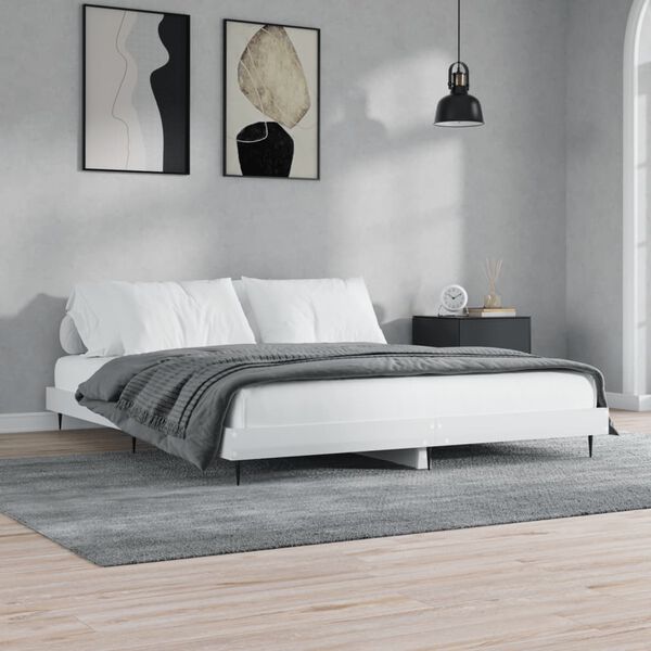 vidaXL Cadre de lit sans matelas blanc brillant 150x200 cm