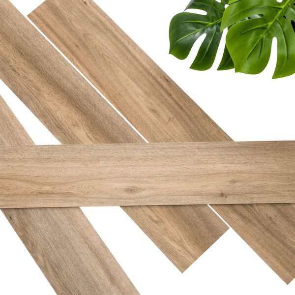 WallArt Planches d'aspect de bois Chêne naturel Marron latte