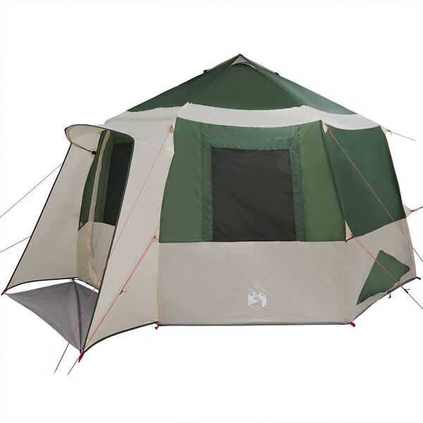 vidaXL Tente Cabane avec toit Vert et blanc 405 x 405 x 273 cm