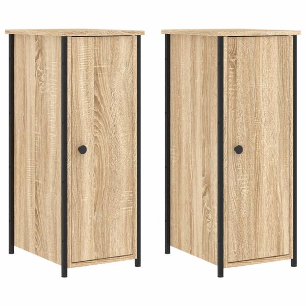 vidaXL Tables de chevet 2pcs ch&ecirc;ne sonoma 32x42x80cm bois d'ing&eacute;nierie
