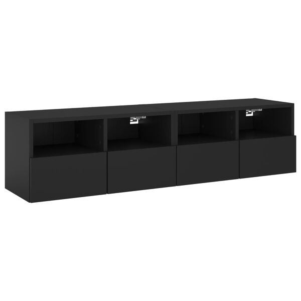 vidaXL Meubles TV muraux 2 pcs noir 60x30x30 cm bois d'ing&eacute;nierie