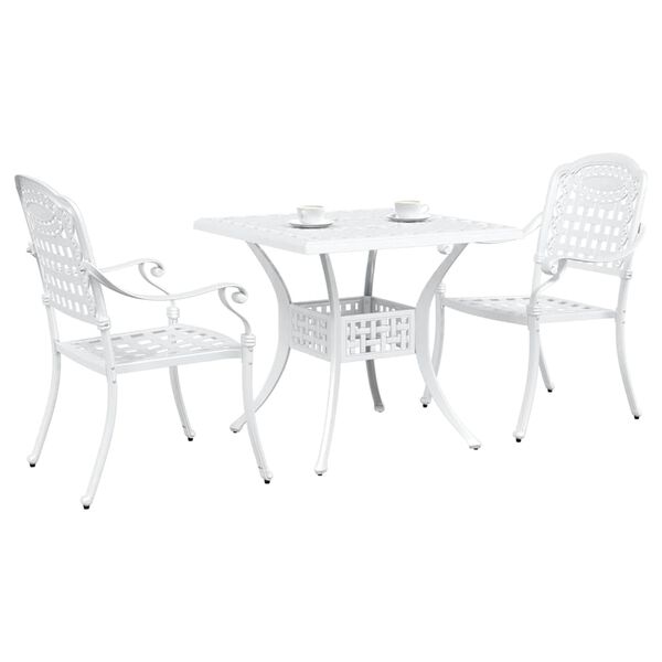 vidaXL Ensemble de tables de jardin 3 pcs Blanc Aluminium coul&eacute;