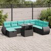 vidaXL Salon de jardin avec coussins 9 pcs gris r&eacute;sine tress&eacute;e acacia