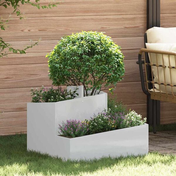 vidaXL Cache-pot de jardin Argent 60 x 60 x 50 cm Acier galvanisé