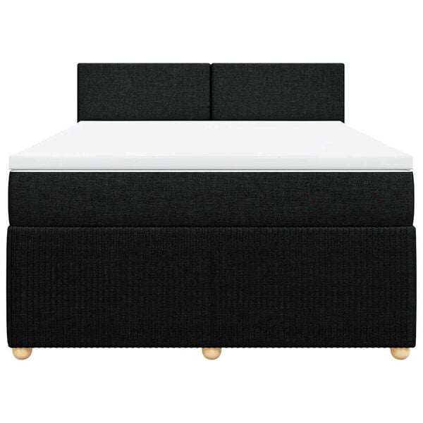 vidaXL Sommier &agrave; lattes de lit avec matelas Noir 140x200 cm Tissu