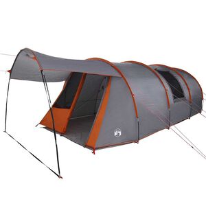 vidaXL Tente tunnel 4 personnes Gris et orange 740 x 370 x 220 cm