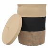 vidaXL Panier de rangement avec couvercle noir et beige &Oslash;37x50cm coton