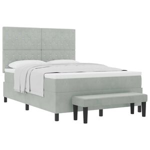 vidaXL Lit &agrave; ressorts avec matelas Gris clair 140 x 190 cm Velours
