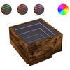 vidaXL Table d'appoint et LED ch&ecirc;ne fum&eacute; 40x40x30 cm bois d'ing&eacute;nierie