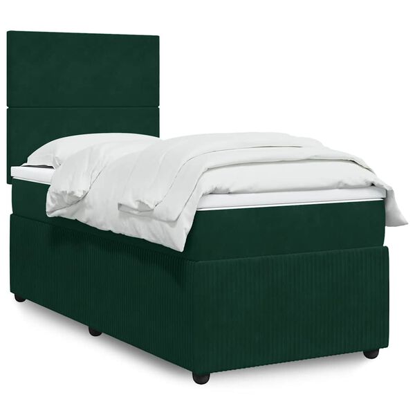 vidaXL Sommier &agrave; lattes de lit avec matelas Vert fonc&eacute; 100x200 cm