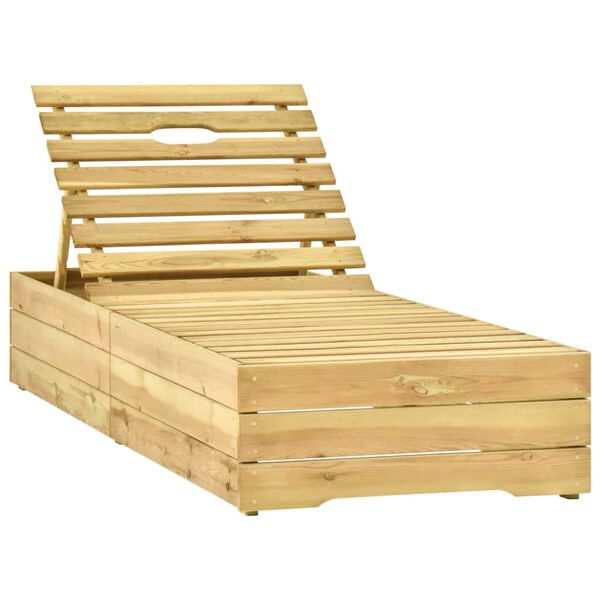 vidaXL Chaise longue avec coussin vert vif Bois de pin imprégné