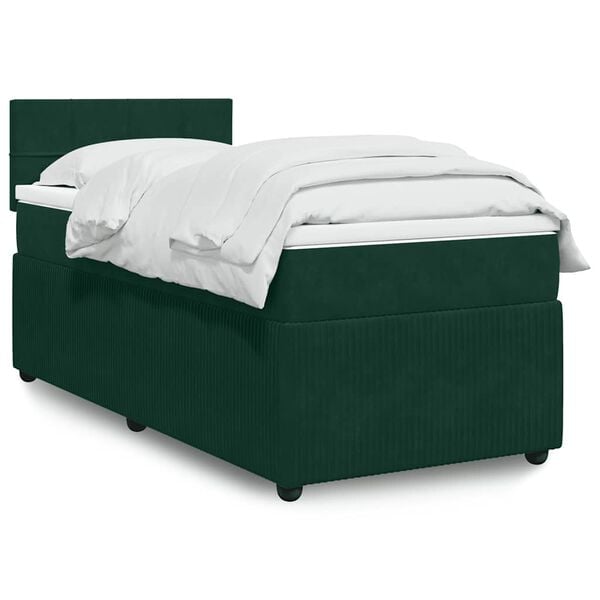 vidaXL Sommier &agrave; lattes de lit et matelas Vert fonc&eacute; 80x200 cm Velours