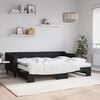 vidaXL Lit de jour avec lit gigogne et matelas noir 80x200 cm tissu