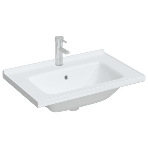vidaXL &Eacute;vier salle de bain blanc 71x48x19,5 cm rectangulaire c&eacute;ramique