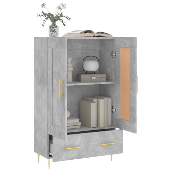 vidaXL Buffet haut gris b&eacute;ton 69,5x31x115 cm bois d'ing&eacute;nierie