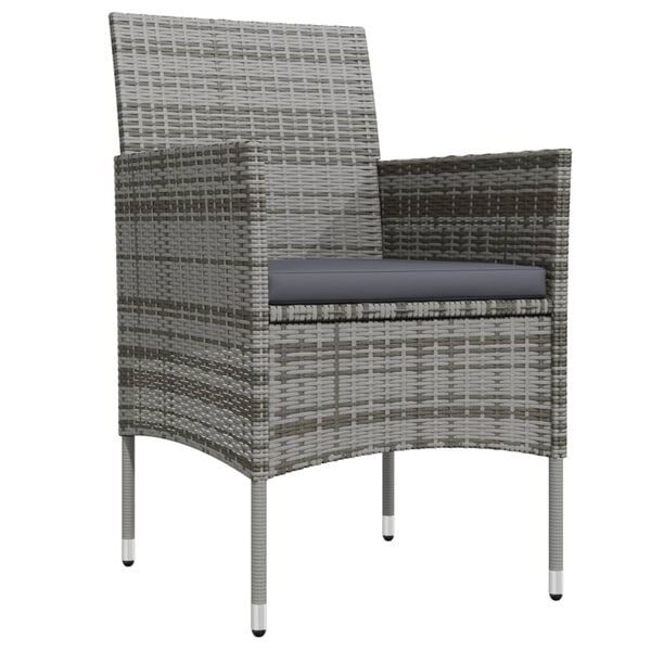 vidaXL Ensemble &agrave; manger de jardin et coussins 5pcs Gris/noir