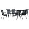 vidaXL Ensemble &agrave; manger de jardin 7 pcs noir textil&egrave;ne et acier