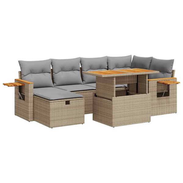 vidaXL Salon de jardin avec coussins 8 pcs beige r&eacute;sine tress&eacute;e