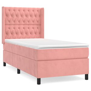 vidaXL Sommier &agrave; lattes de lit avec matelas Rose 100x200 cm Velours