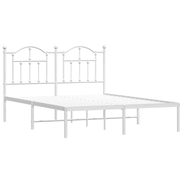 vidaXL Cadre de lit m&eacute;tal sans matelas et t&ecirc;te de lit blanc 140x200 cm