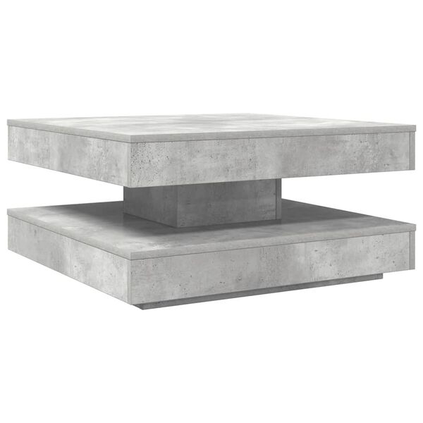 vidaXL Table basse rotative &agrave; 360 degr&eacute;s gris b&eacute;ton 70x70x34,5 cm
