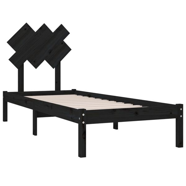 vidaXL Cadre de lit sans matelas noir 75x190 cm bois massif