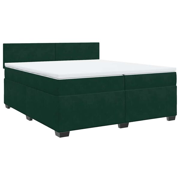 vidaXL Sommier &agrave; lattes de lit et matelas Vert fonc&eacute; 200x200cm Velours