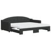 vidaXL Lit de jour avec gigogne et matelas noir 90x190 cm tissu