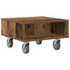 vidaXL Table d'appoint avec roues Bois ancien 50,5 x 50 x 30 cm