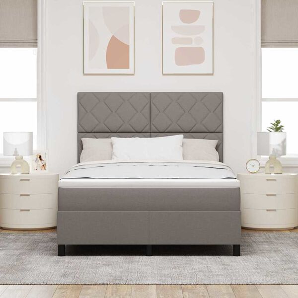 vidaXL Lit &agrave; ressorts avec matelas Taupe 160 x 200 cm tissu
