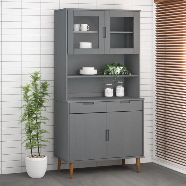 vidaXL Dessus de buffet MOLDE Gris 90x35x100 cm Bois massif de pin
