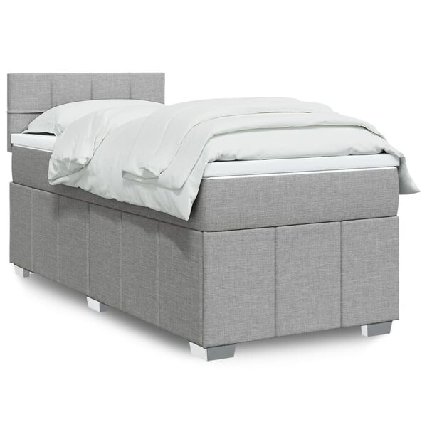 vidaXL Sommier &agrave; lattes de lit avec matelas gris clair 80x200 cm tissu